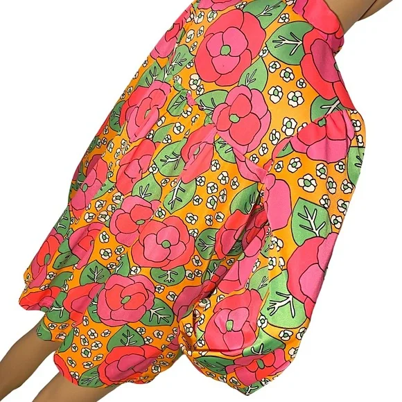 VINTAGE JANTZEN BRIGHT FLORAL MOD TOP